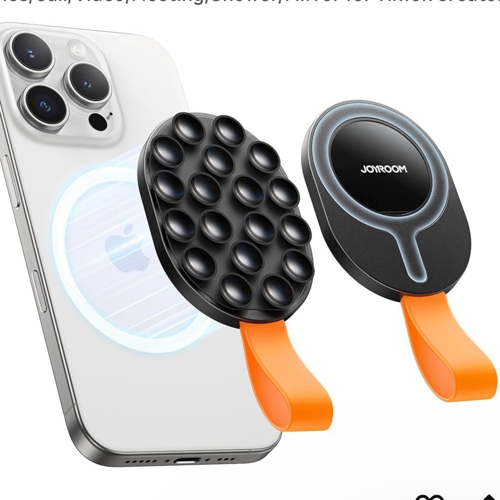 🤑SOLD🤑NEW Joyroom Magnetic Suction Cup Phone Mount Black & Orange MagSafe
